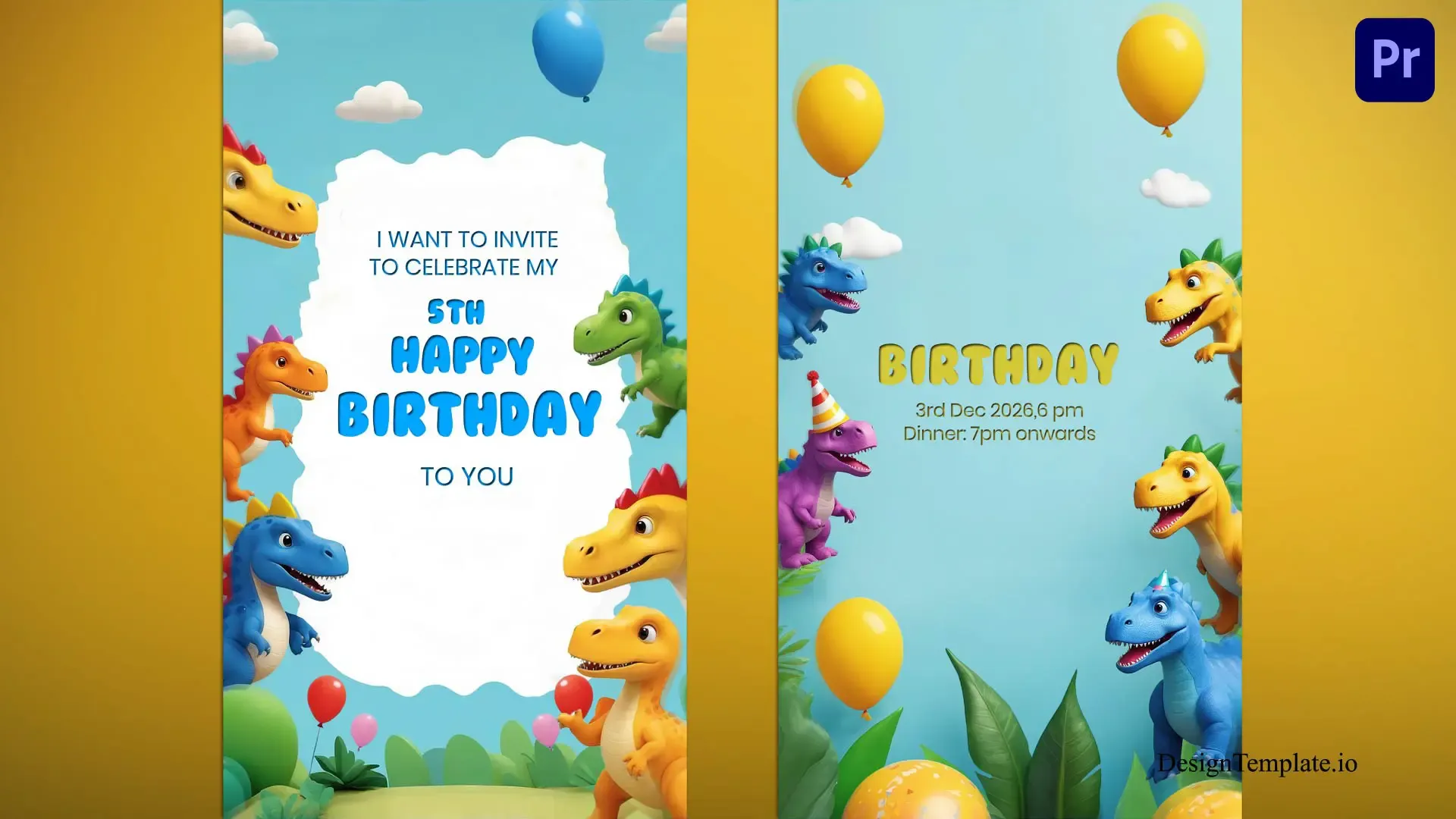 Vibrant Birthday Instagram Story with 3D Dinosaurs